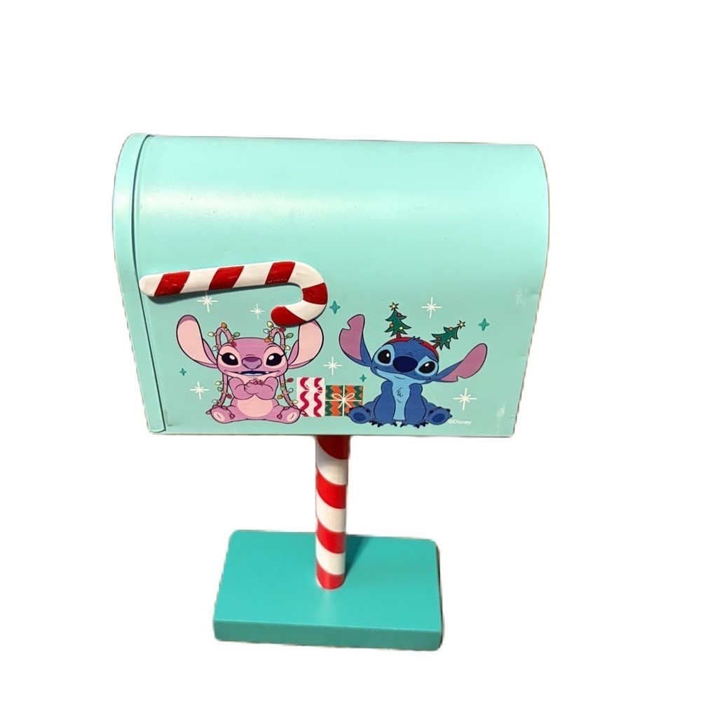 Disney Stitch Christmas Mailbox Decor Metal Angel NEW Blue
